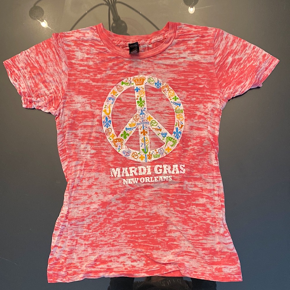 Mardi Gras Peace Sign Pink Tie-Dye Tee